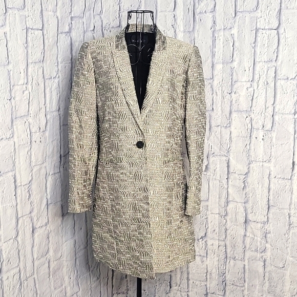LAFAYETTE 148 New York Button Long Textured Metallic Jacket Size 6 - Picture 1 of 10